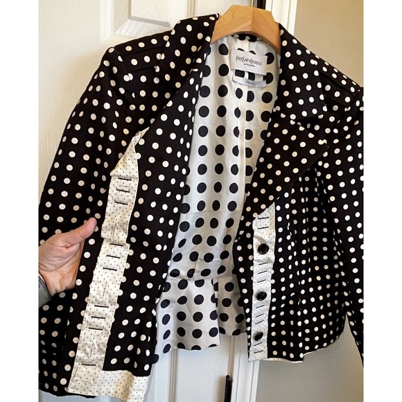 2000s VINTAGE Yves Saint Laurent by Stefano Pilati Polkadot Jacket Y2K RUNWAY 42 - Picture 4 of 7